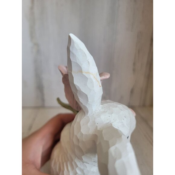 Rustic Easter white bunny red rose flower home decor - Picture 6 of 7